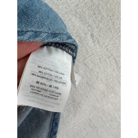 Madewell Chambray Denim Shirt Dress Cotton Linen Short Sleeve Button up S M - Picture 12 of 12